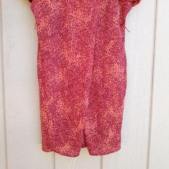 Jessica Simpson Retro 80's Paint Splatter Batwing Cold Shoulder Dress Coral - Picture 6 of 8